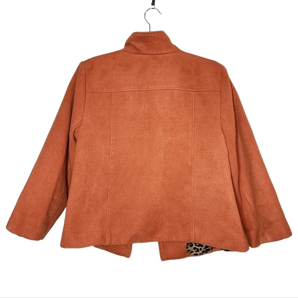 Chico's russet orange swing jacket smooth plush 3/4 sleeve. - Picture 8 of 17